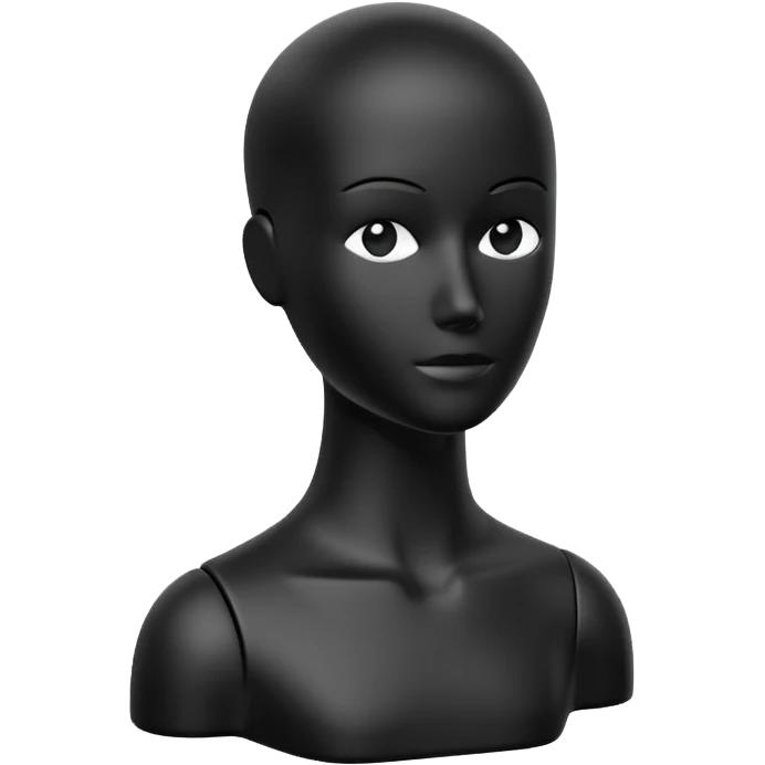 Minimalistic flat vector icon, iOS style, thin black contour on white background. Matte black mannequin in front of in 3D monochrome style. emoji