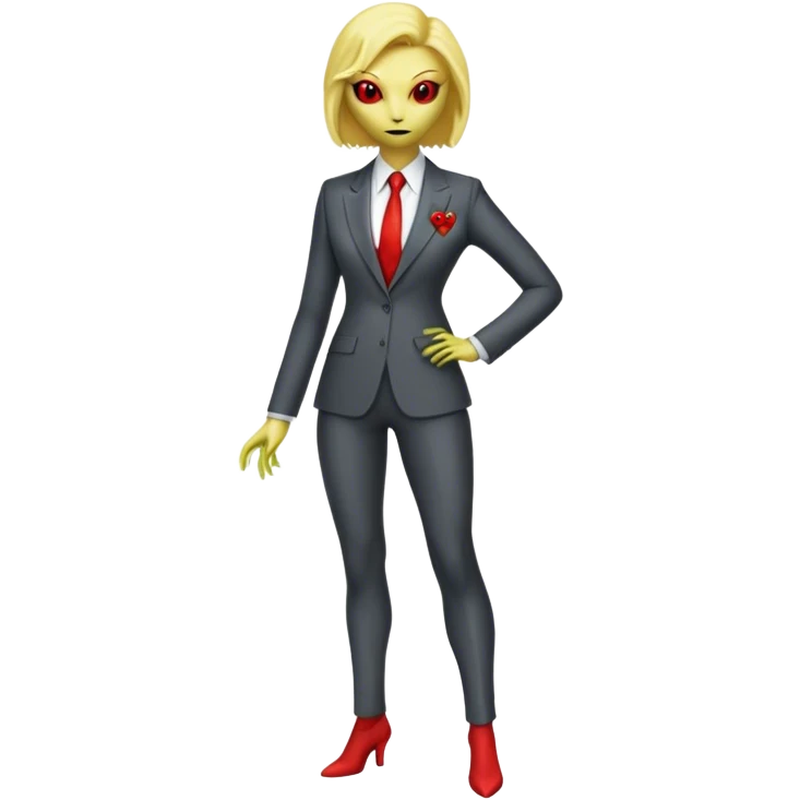 a blonde reptilian alien woman,  red crest as, men in black, full body, full figure emoji