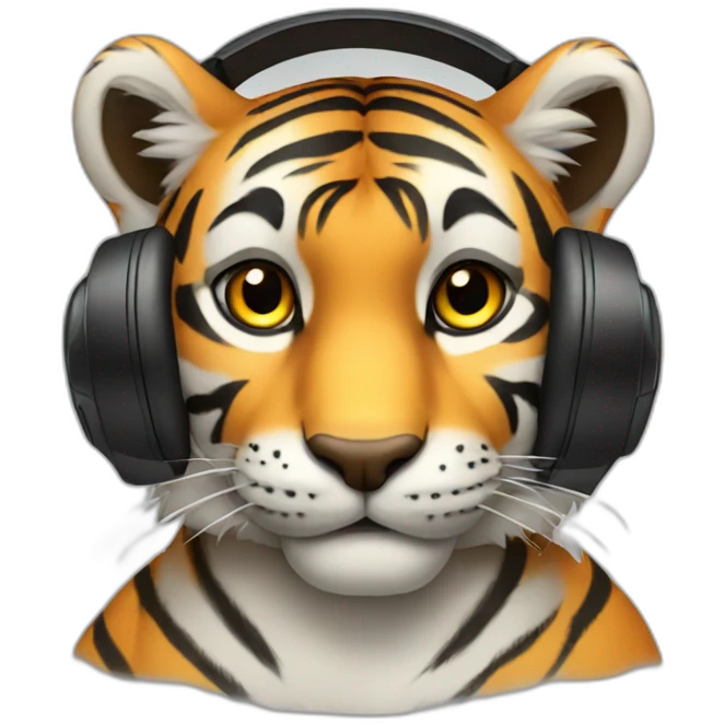 Tiger with headphones emoji