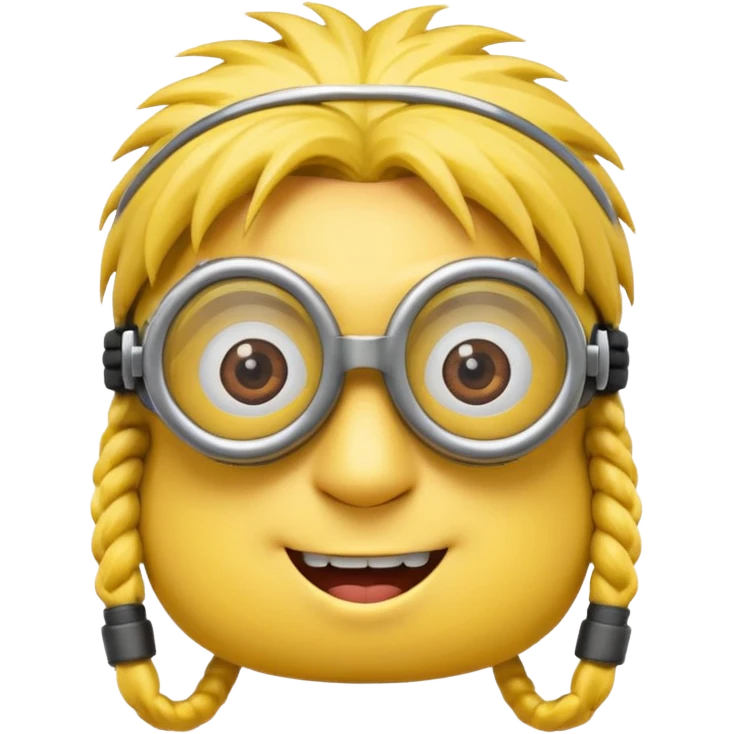 Minion emoji with a round head like normal emojis and a smurk like this emoji but a minion so basically that emoji with the goggles and the hair and not a funny head shape 😏 it should look like an actual minion not a human  emoji