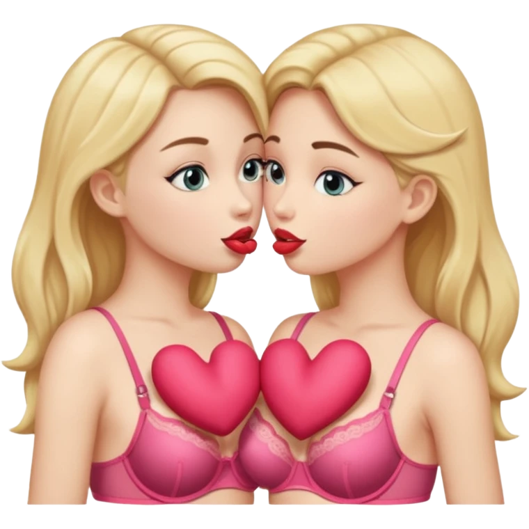 2 girls in bras kissing emoji