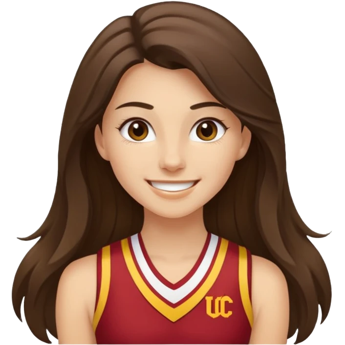 skinny white happy long haired brunette girl USC cheerleader emoji