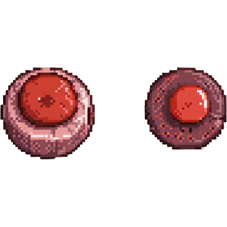 Side by side comparison of anemic pale blood cell and healthy red blood cell emoji