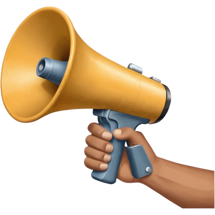 megaphone with male hand, collage style emoji