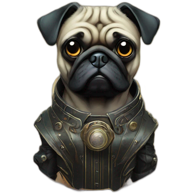 A cyberpunk pug in Art Nouveau style during 1910 emoji