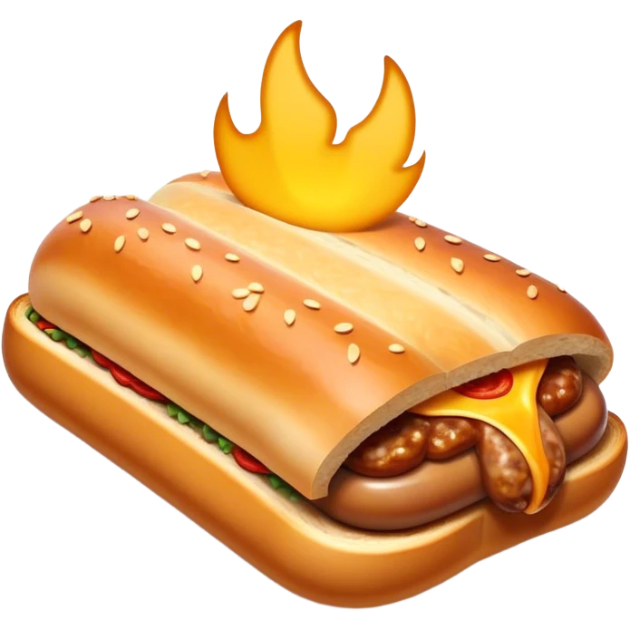 Sausage Sizzle Cinematic Realistic Sausage Sizzle Dish Emoji, depicted as a sizzling sausage tucked into a triangular slice of bread, rendered with rich textures and dynamic, warm lighting. emoji