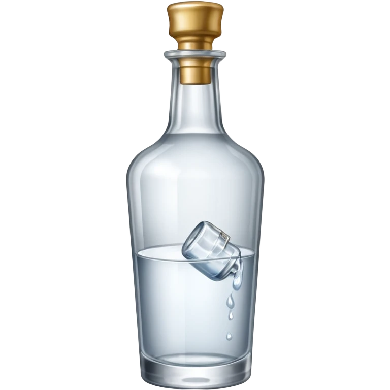 A bottle of vodka emoji in the style of Apple emoji with a handle and a knocker. emoji