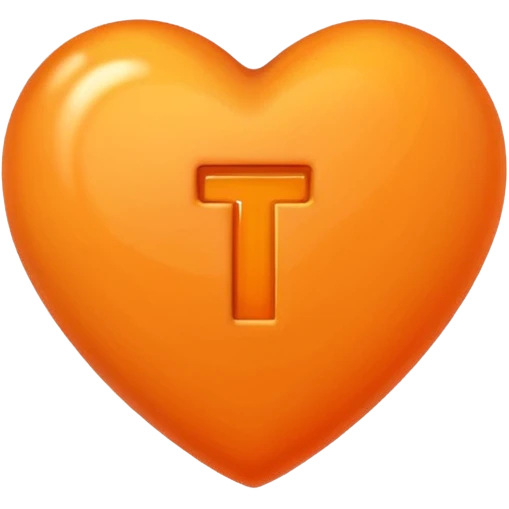 orange heart with the letter T in the centre emoji