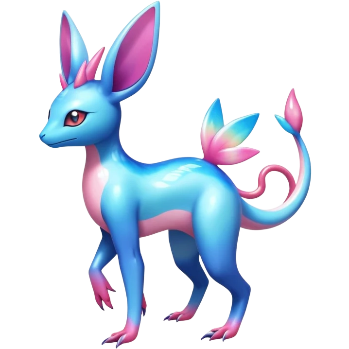 Colorful Shiny Exotic Amaura-Salandit-Aurorus-Sylveon-Fakémon-hybrid-creature (full body)  emoji