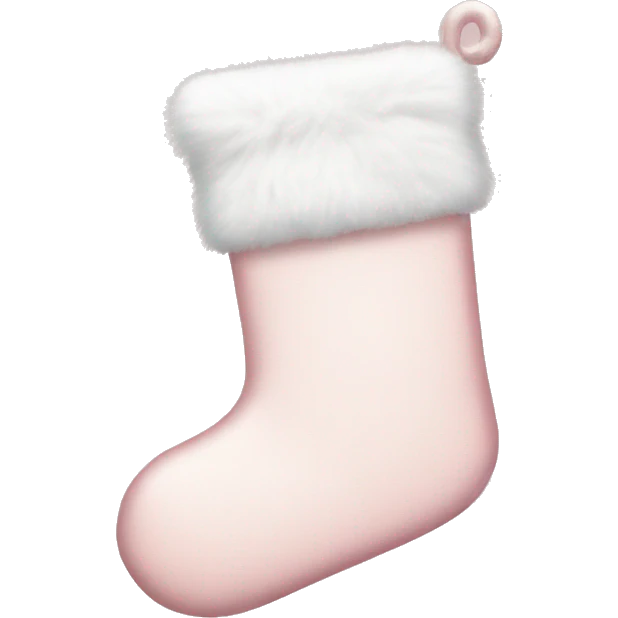 Pale pink Christmas stocking with white fur emoji