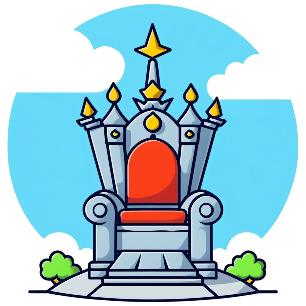A magnificent throne surrounded by clouds in the sky emoji