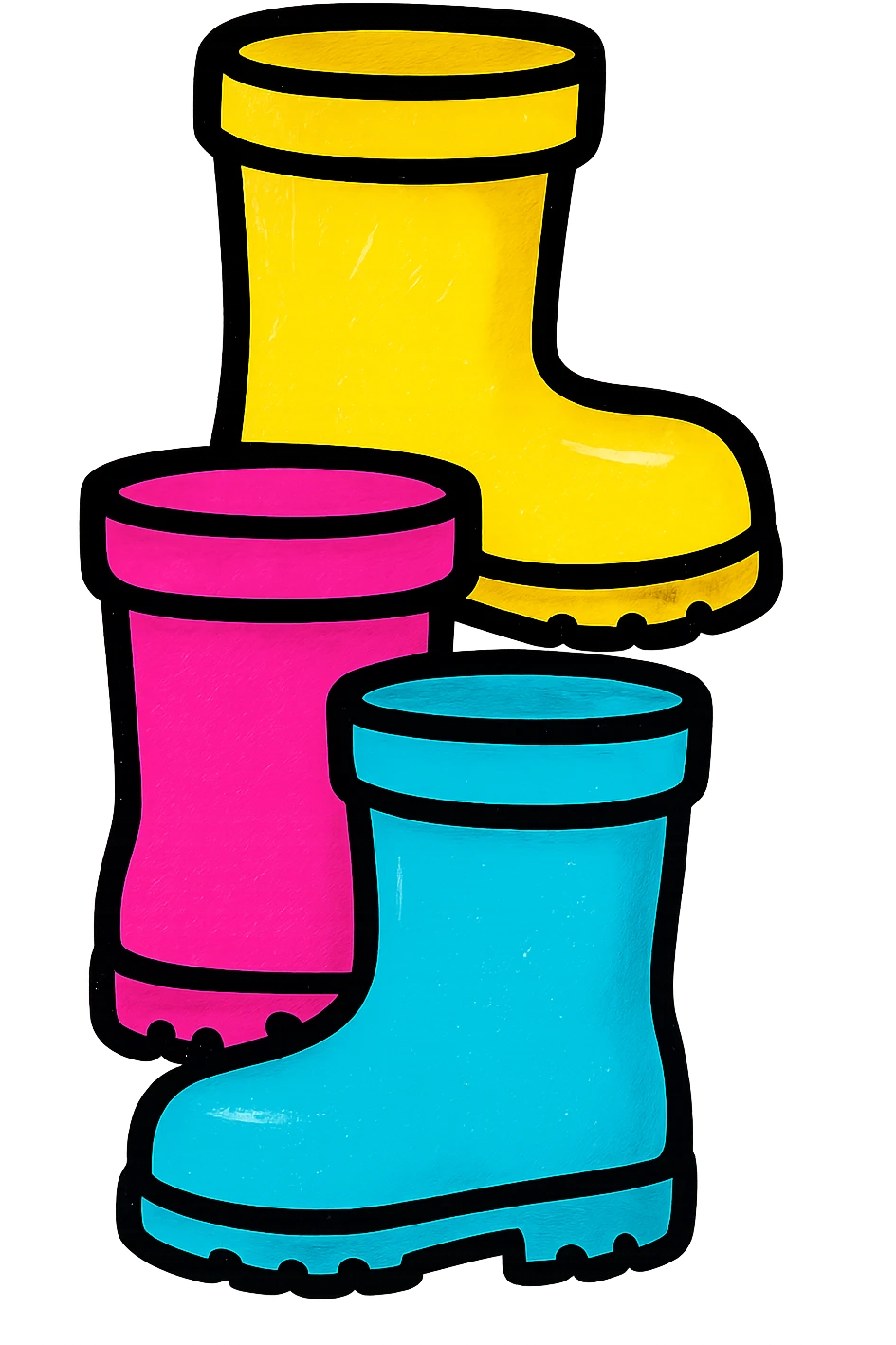 bottes en caoutchouc, style cartoon coloré emoji
