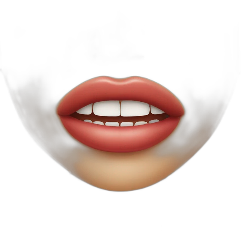 Lip biting fingers on chin emoji