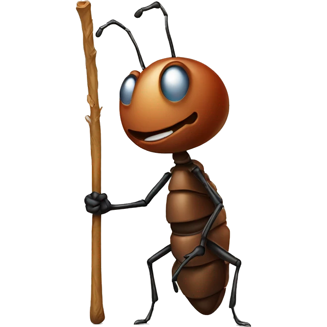 ant with large bindle on a stick emoji