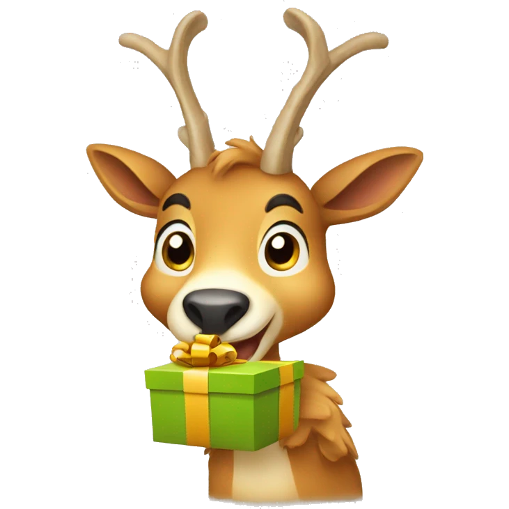 happy chamois holding gift emoji