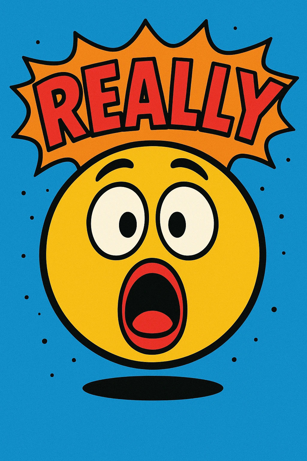funny emoji of the word 'really', surprised face, comic style, bright colors emoji