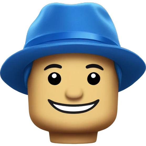 Lego smiling face with blue hat emoji