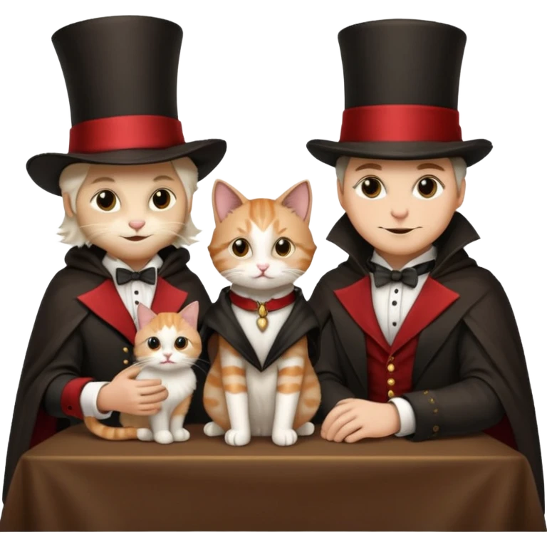 magician couple and their pet cat emoji