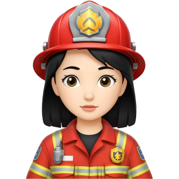 girl fireman with black hair emoji