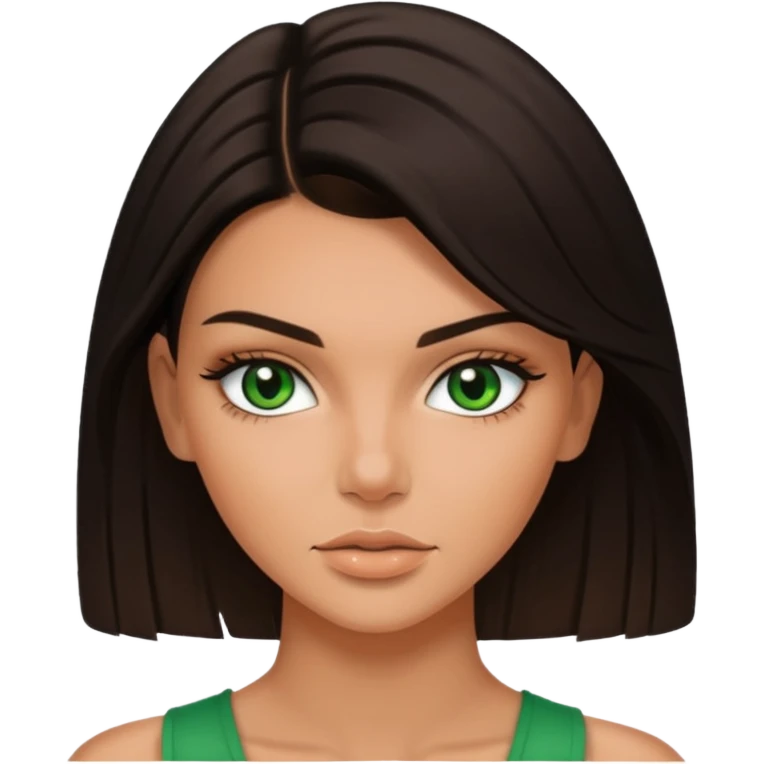 Kendal Jenner with green eyes tan skin emoji