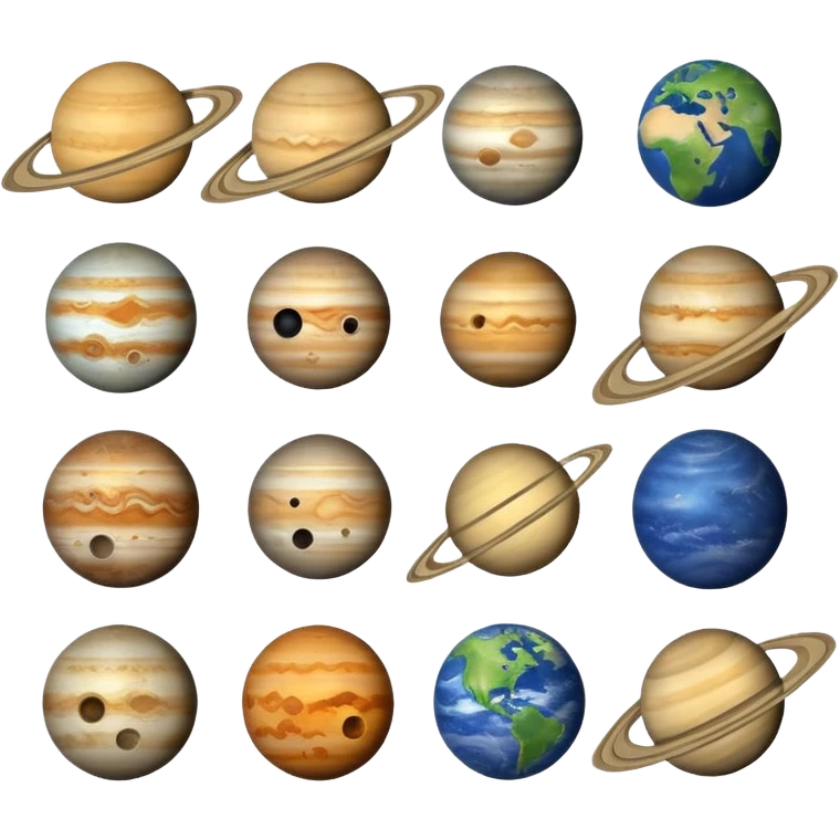 12 planets emojis I need a line for each planet :mercury Venus  emoji