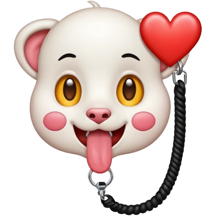 heart eyes face with tongue out on leash emoji