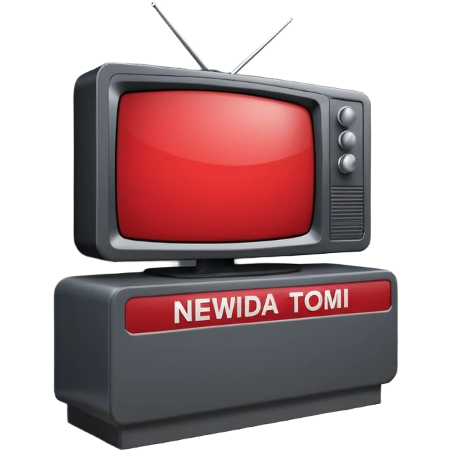 Create a baseboard to display the news headline and the interviewee's name, in a television style, using dark gray and red. In one corner, include a rounded space for the media outlet's logo. emoji