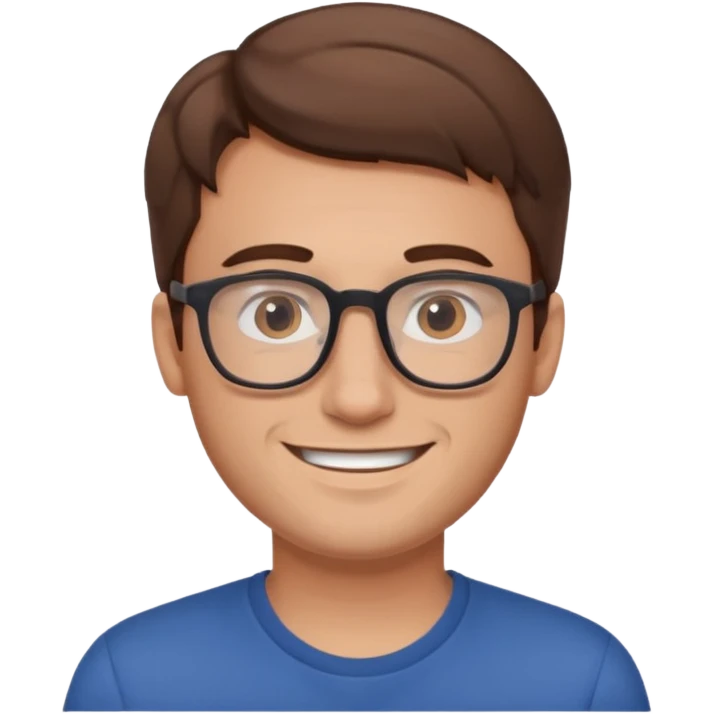 a young dad with brown hair, glasses, without beard emoji