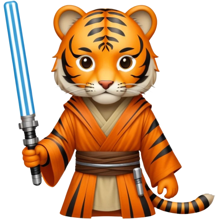Tiger jedi knight with lightsaber emoji