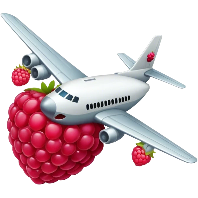 a plane crushes into a raspberry emoji