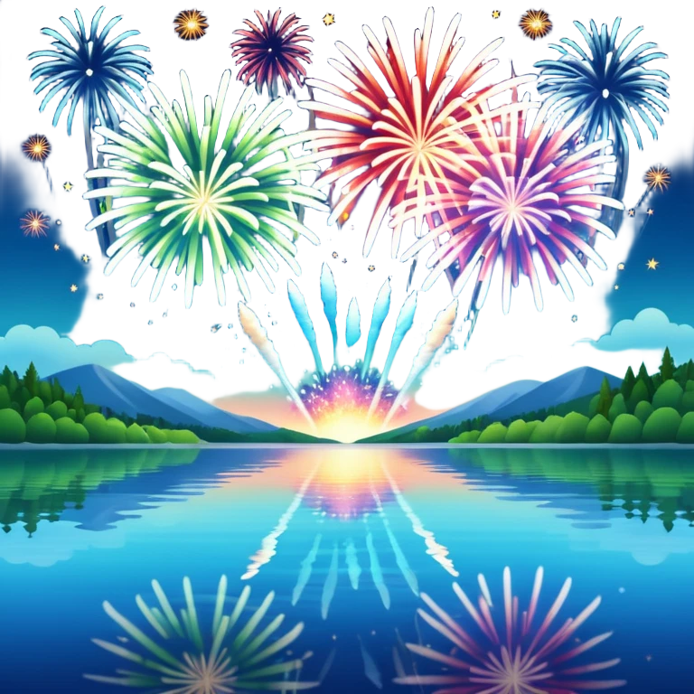 Fireworks over a lake emoji