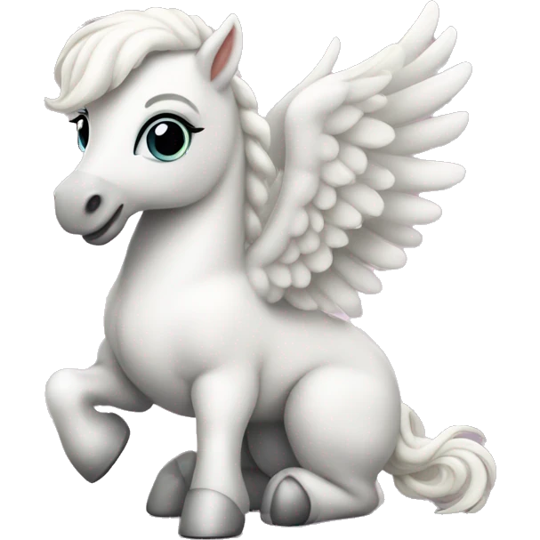 White crème Baby Pegasus sitting  emoji