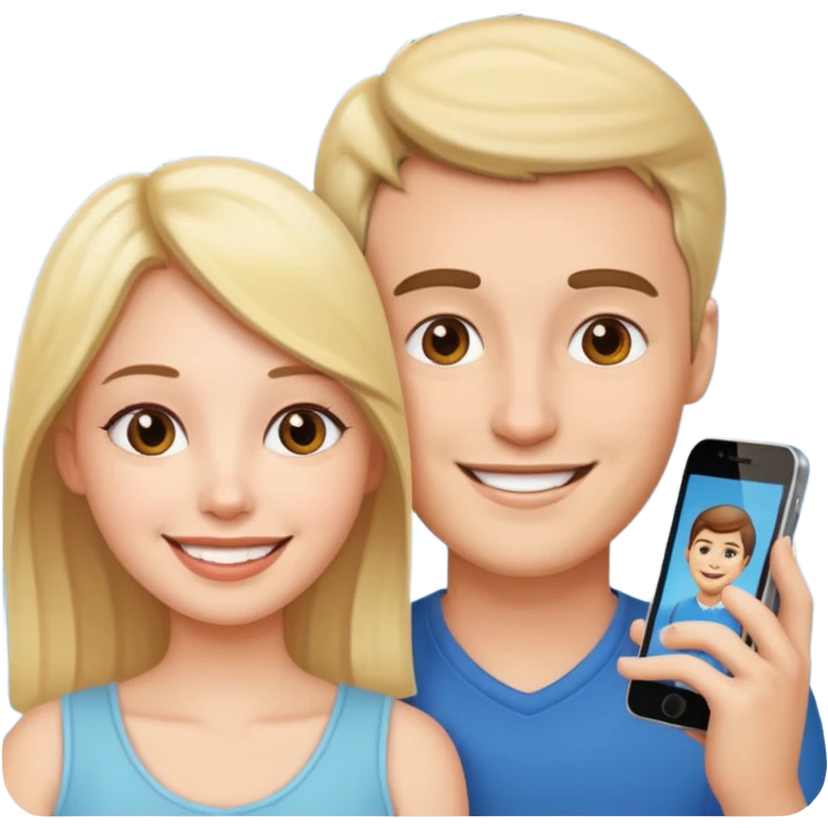 couple photo romantic inside one phone screen  emoji