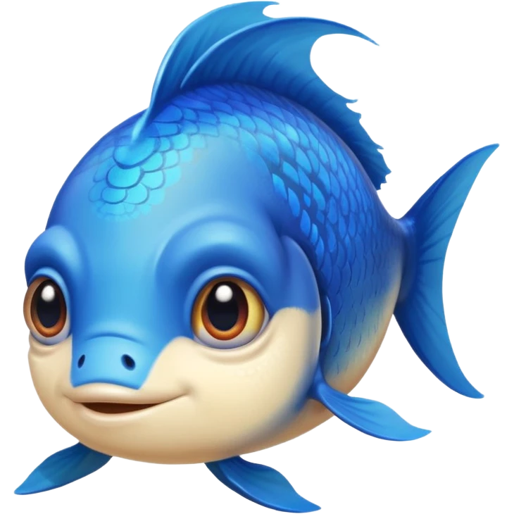 handsome fish with blue hair and fins of different color looking into camera emoji
