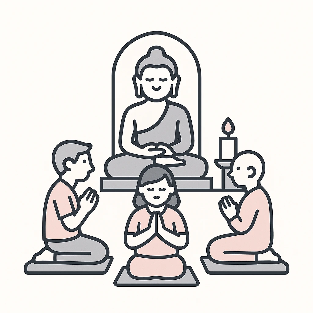 people praying in a Buddhist temple emoji