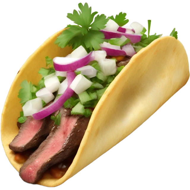 Real steak taco with cilantro and cebolla emoji