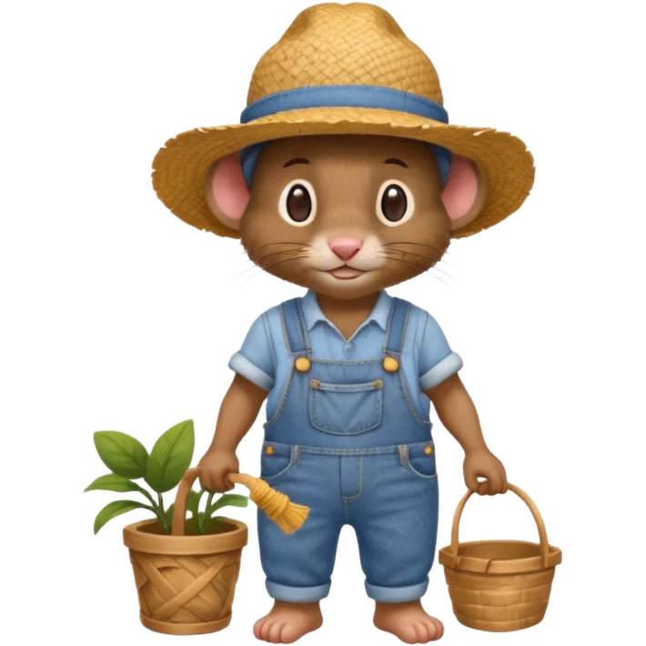 farmer rat gardener in denim overalls with a straw hat emoji