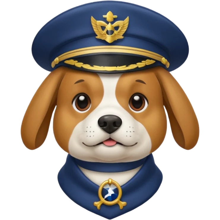 dog wearing a captain's hat emoji