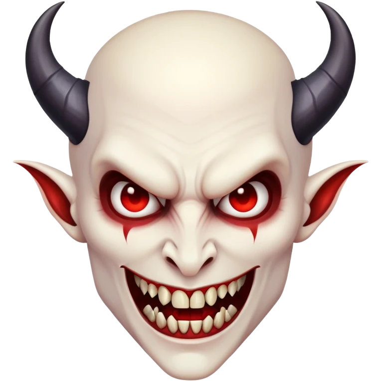 Vampire with curved horns and fangs emoji