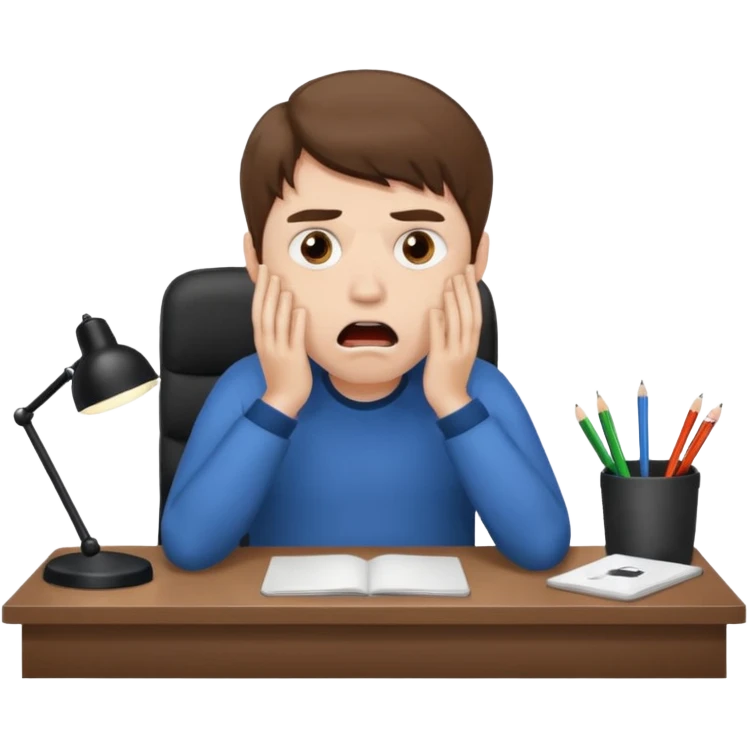 A white man with brown hairs, white skin,   sits at his desk in shock emoji