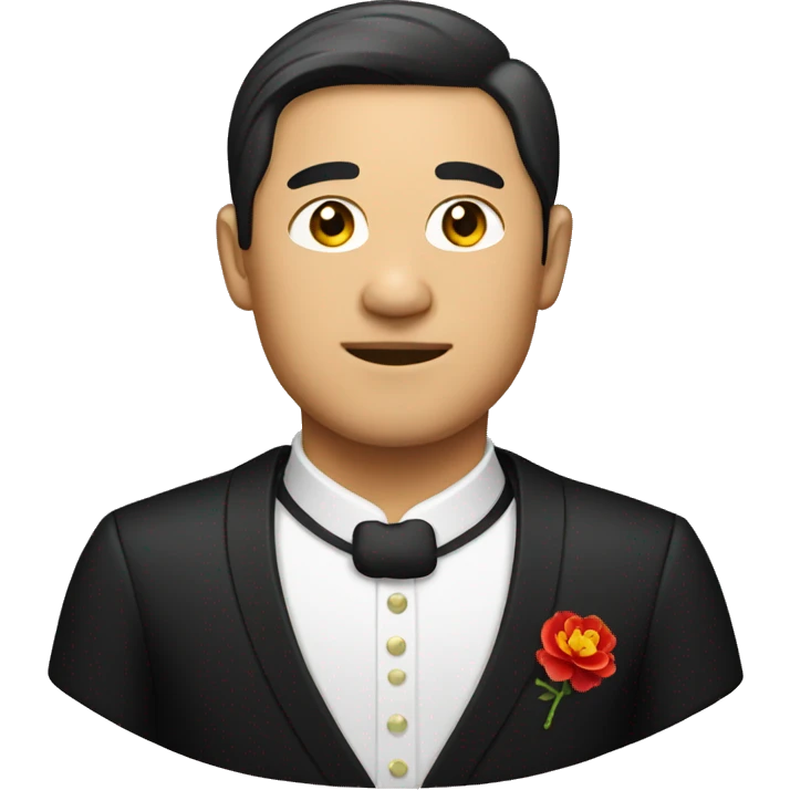asian man with chinese wear black tuxedo  emoji
