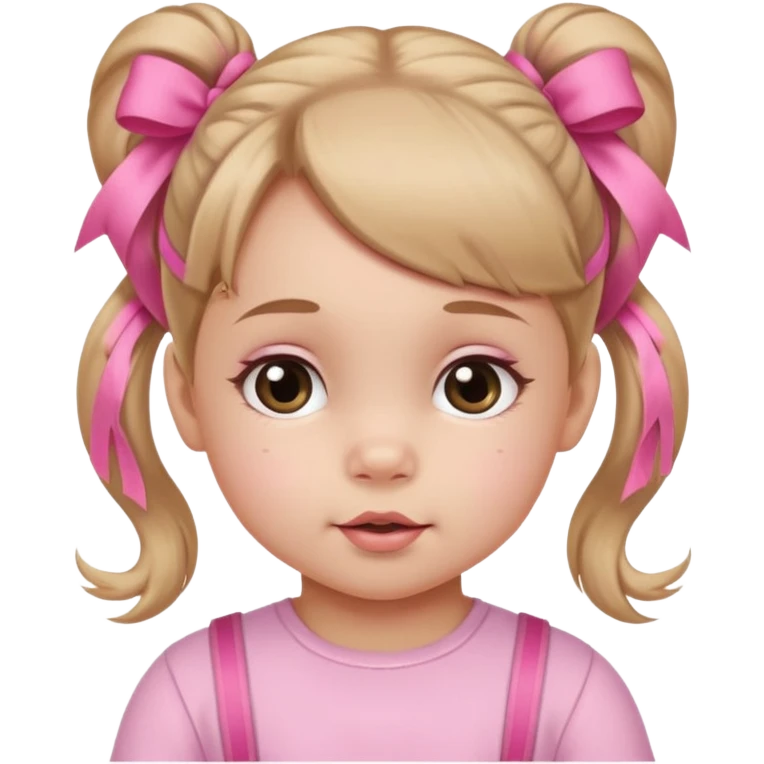 a baby girl with two ponytails and pink ribbons emoji
