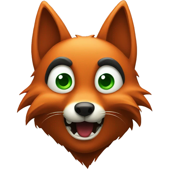 Scared green and red fox emoji