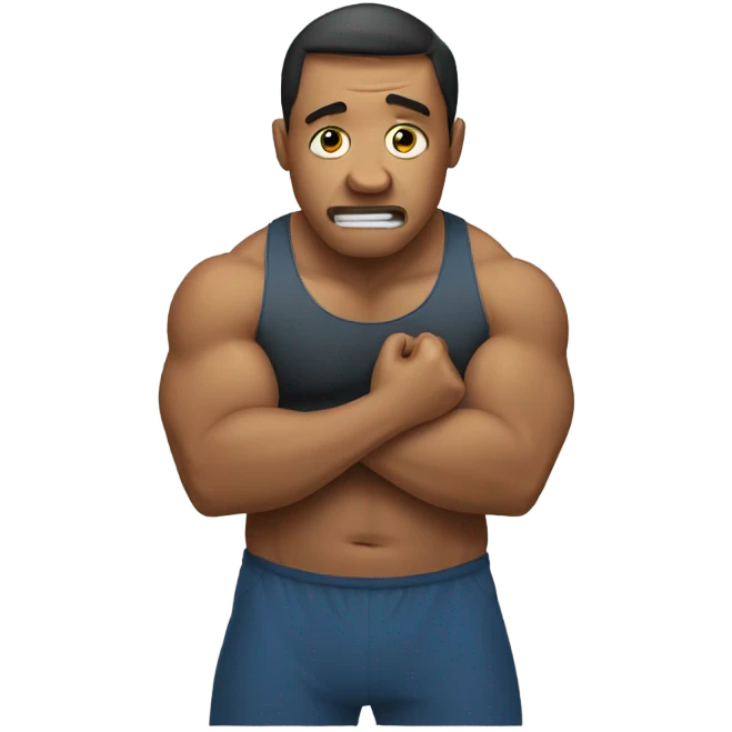 Man  crying tears with dumbells  emoji