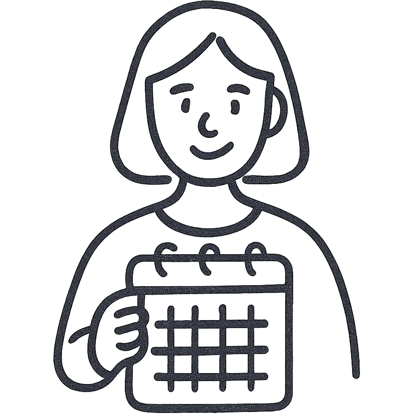 woman holding a calendar, simple and clear depiction, no background emoji