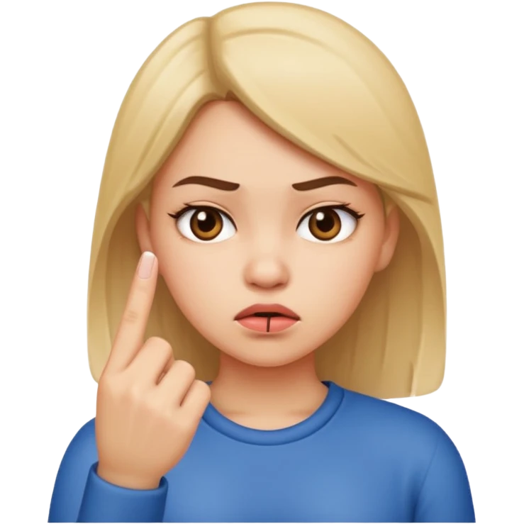Annoyed girl with middle finger emoji
