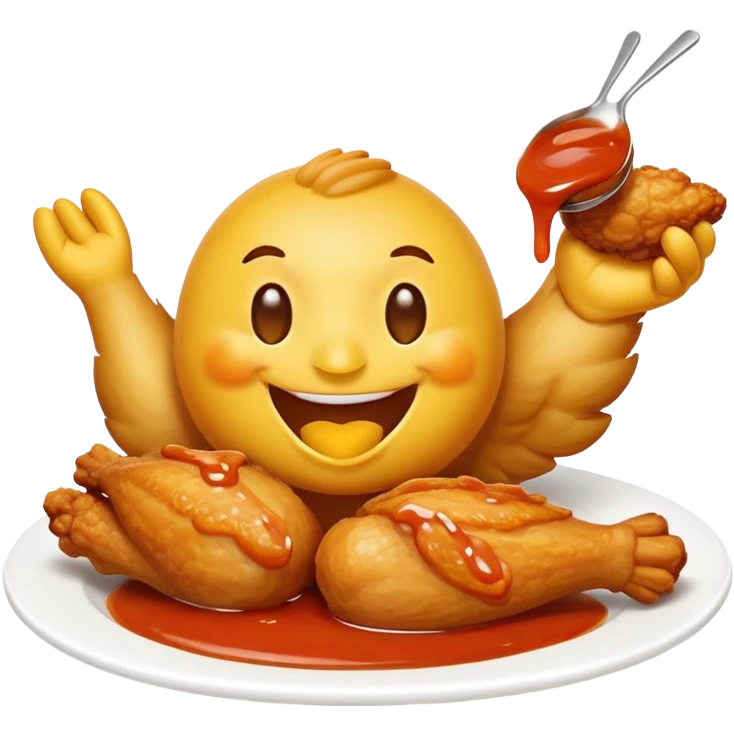 Yellow emoji eating chicken wings emoji