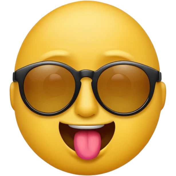 arrogant emoji wearing dark sunglasses sticking its tongue out emoji