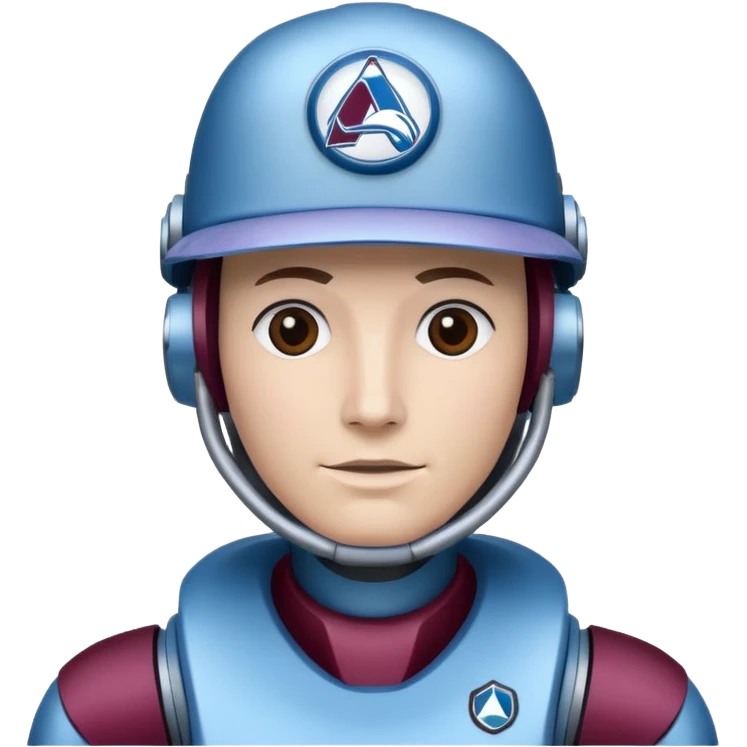 Engineer robot with colorado avalanche hat emoji