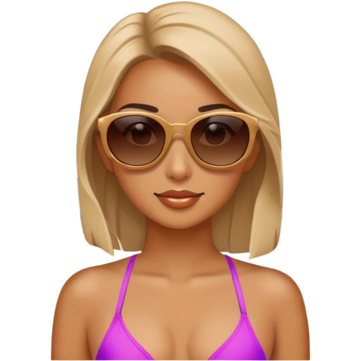Woman with sunglasses on beach emoji